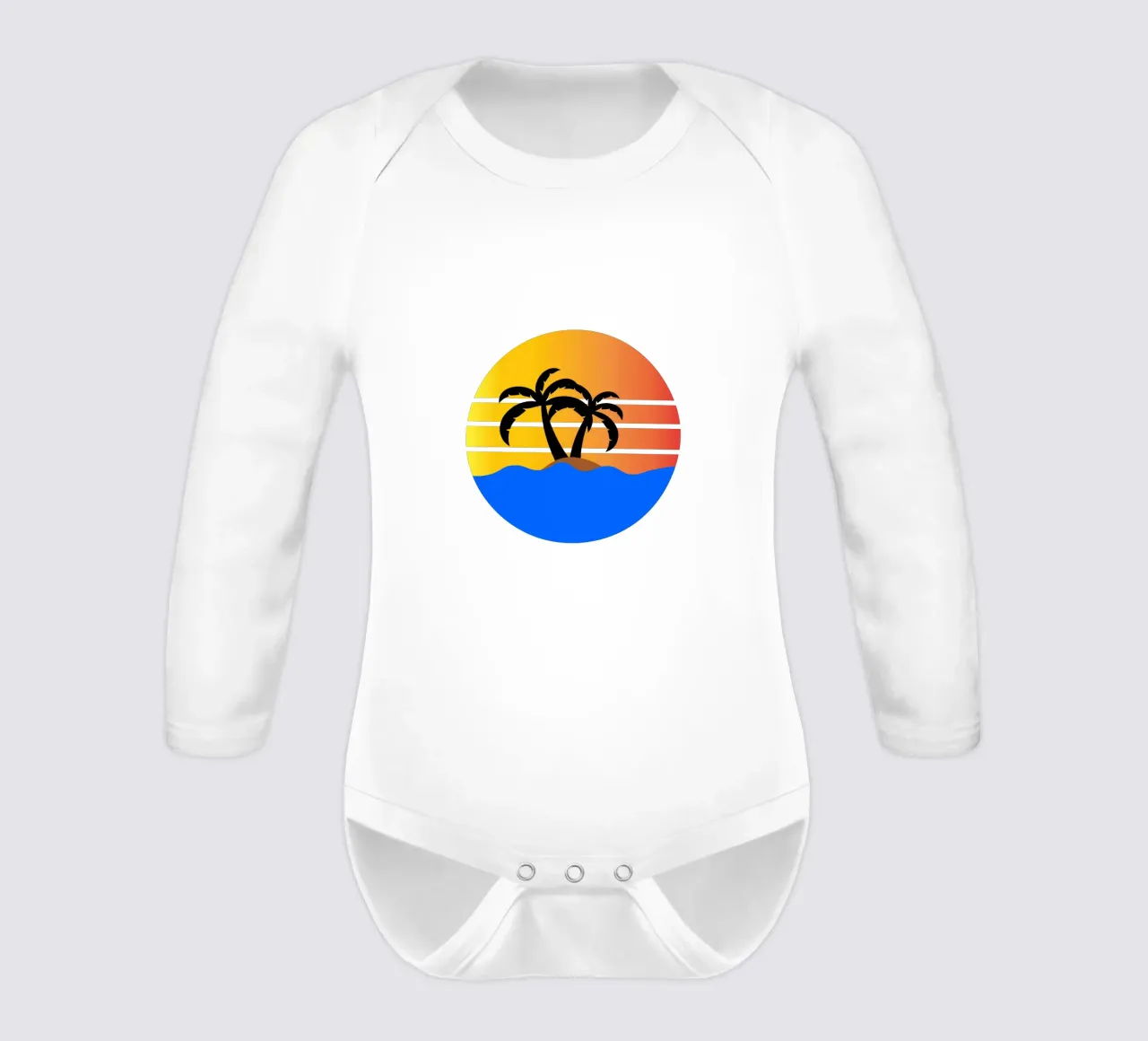 Sunset with palm trees body neonato maniche lunghe da happieeagle