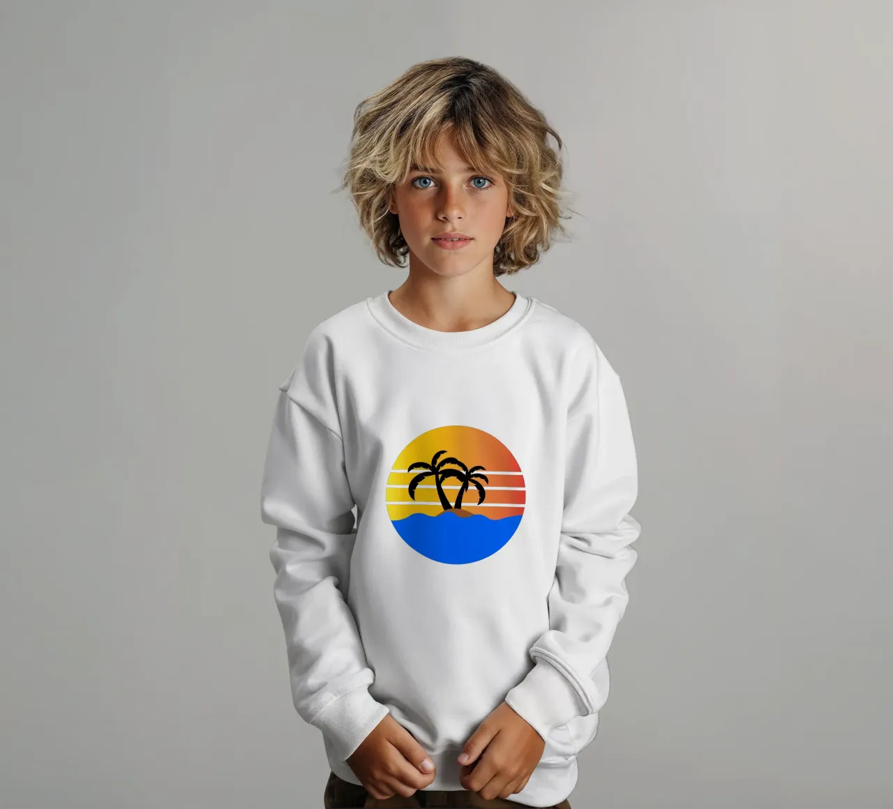 Sunset with palm trees sudadera para niño de happieeagle