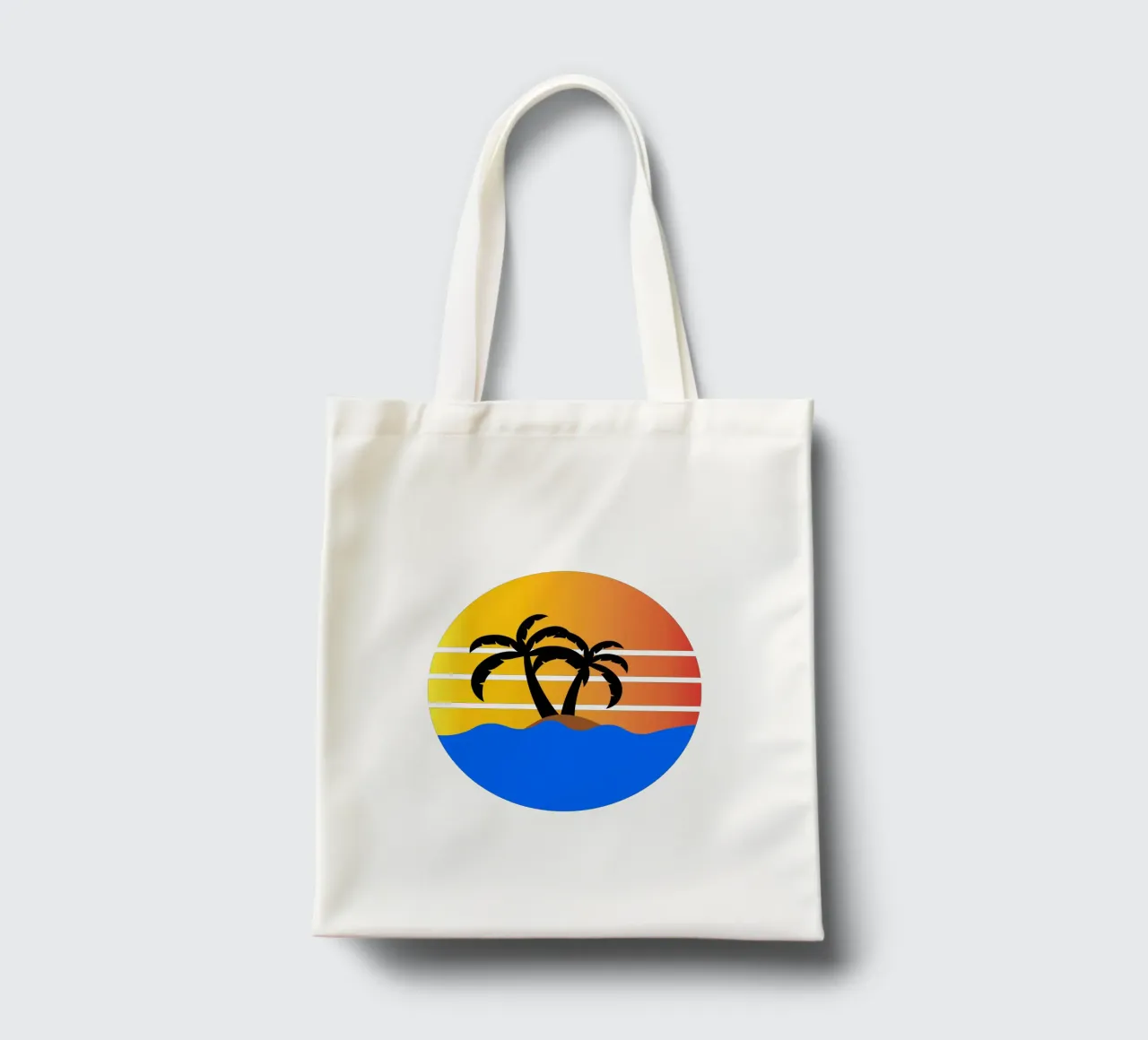 Sunset with palm trees borsa in juta da happieeagle