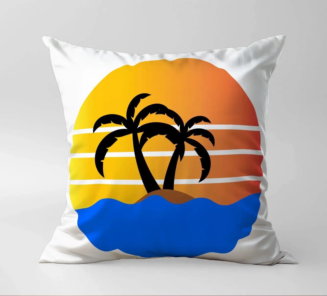 Sunset with palm trees cuscino da happieeagle