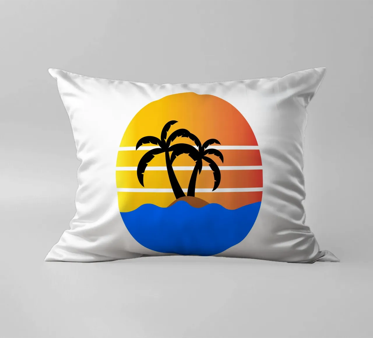 Sunset with palm trees cuscino da happieeagle