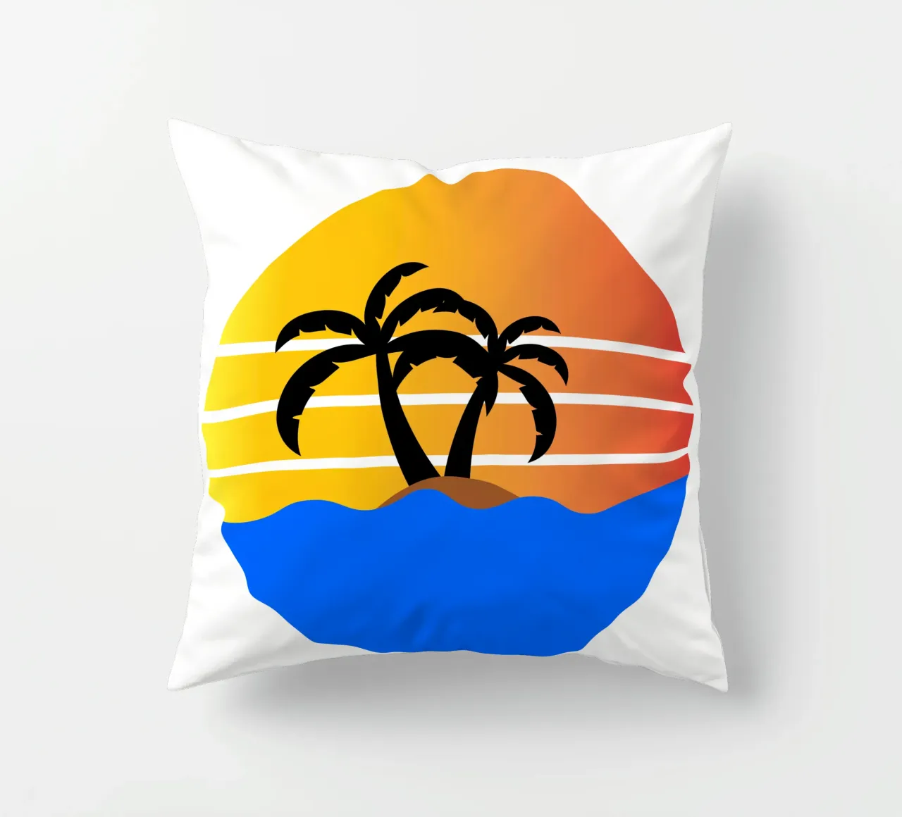 Sunset with palm trees cuscino da happieeagle