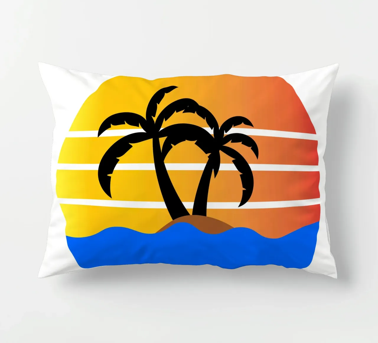 Sunset with palm trees cuscino da happieeagle