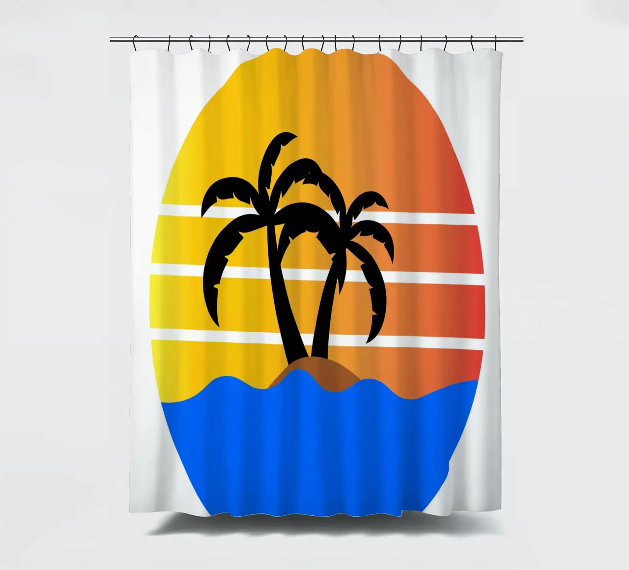 Sunset with palm trees tenda da doccia da happieeagle