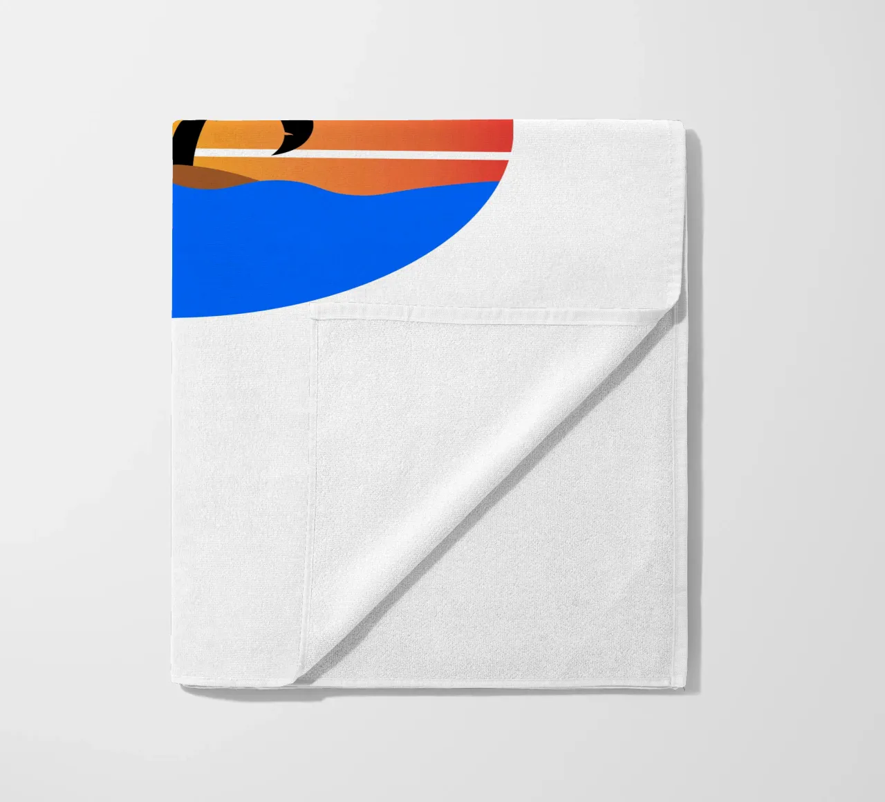 Sunset with palm trees beach towel by happieeagle