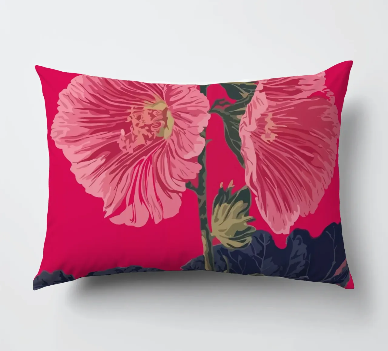 Pink Flower on Red Background cuscino da edsonramosart