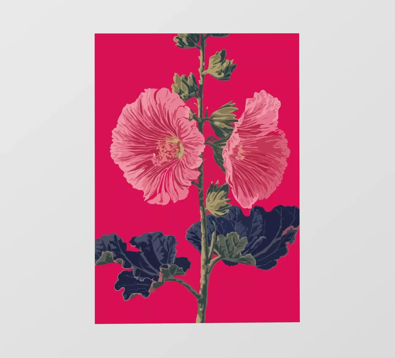 Pink Flower on Red Background telo in pvc da edsonramosart