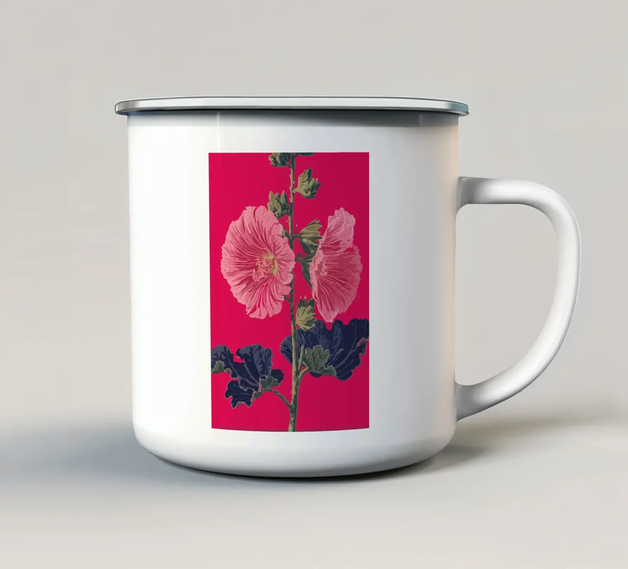 Pink Flower on Red Background tazza in smalto da edsonramosart