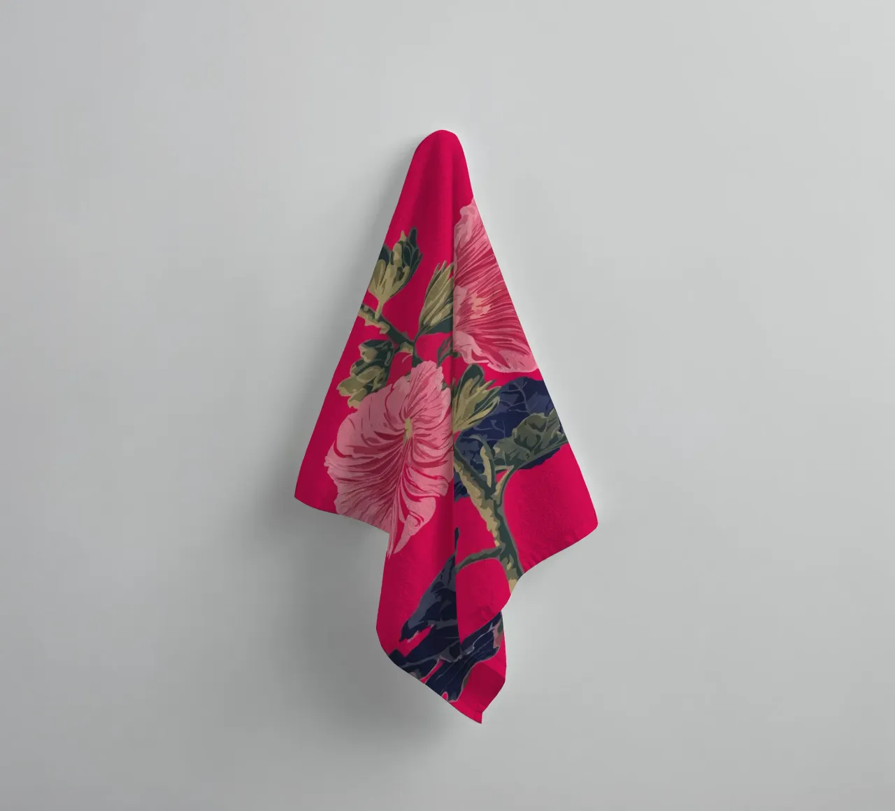 Pink Flower on Red Background asciugamano da bagno da edsonramosart