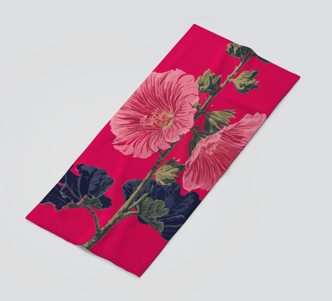 Pink Flower on Red Background telo mare da edsonramosart