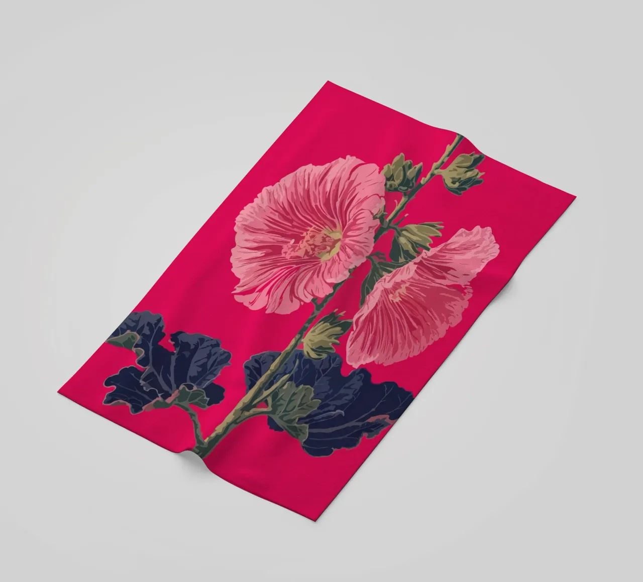 Pink Flower on Red Background telo mare da edsonramosart