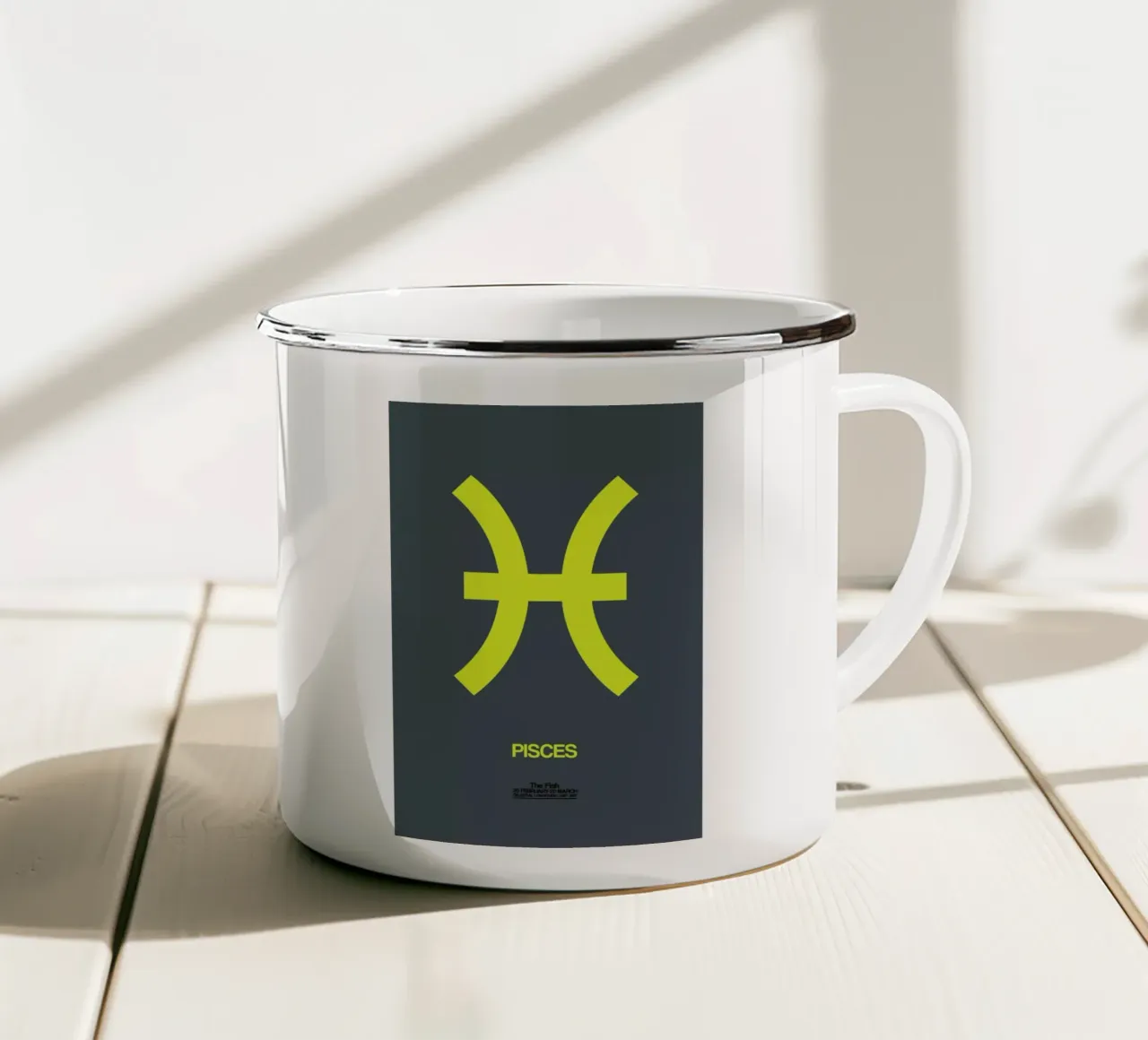 Pisces Zodiac Sign Yellow tazza in smalto da Naxart