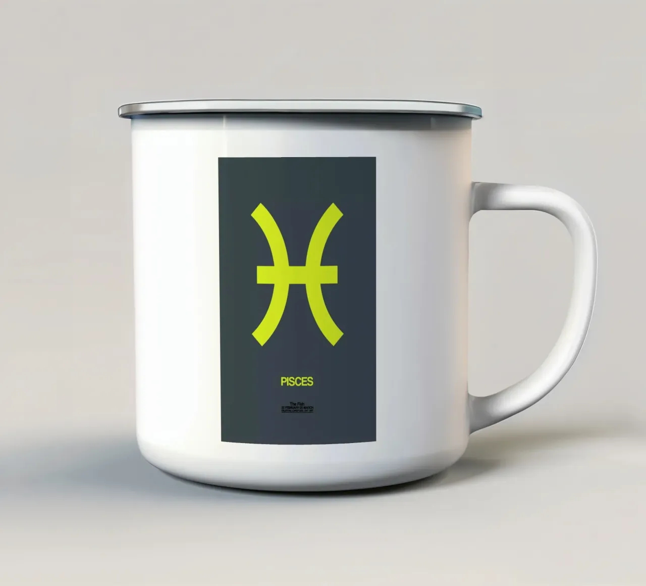 Pisces Zodiac Sign Yellow tazza in smalto da Naxart