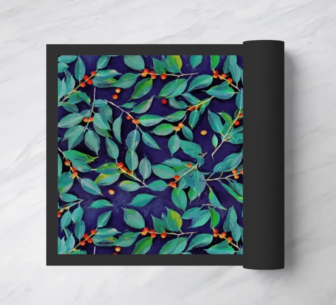 Leaves & Berries on Blue zerbino da Micklyn Le Feuvre