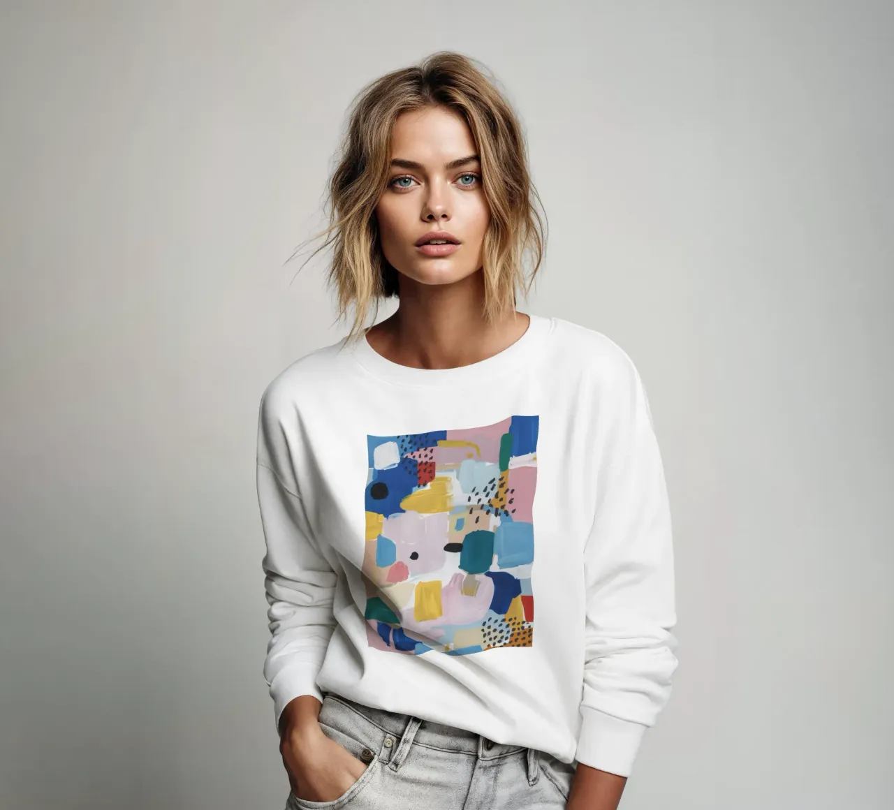 Gestructureerd abstract patchwork sweatshirt van Solace Light