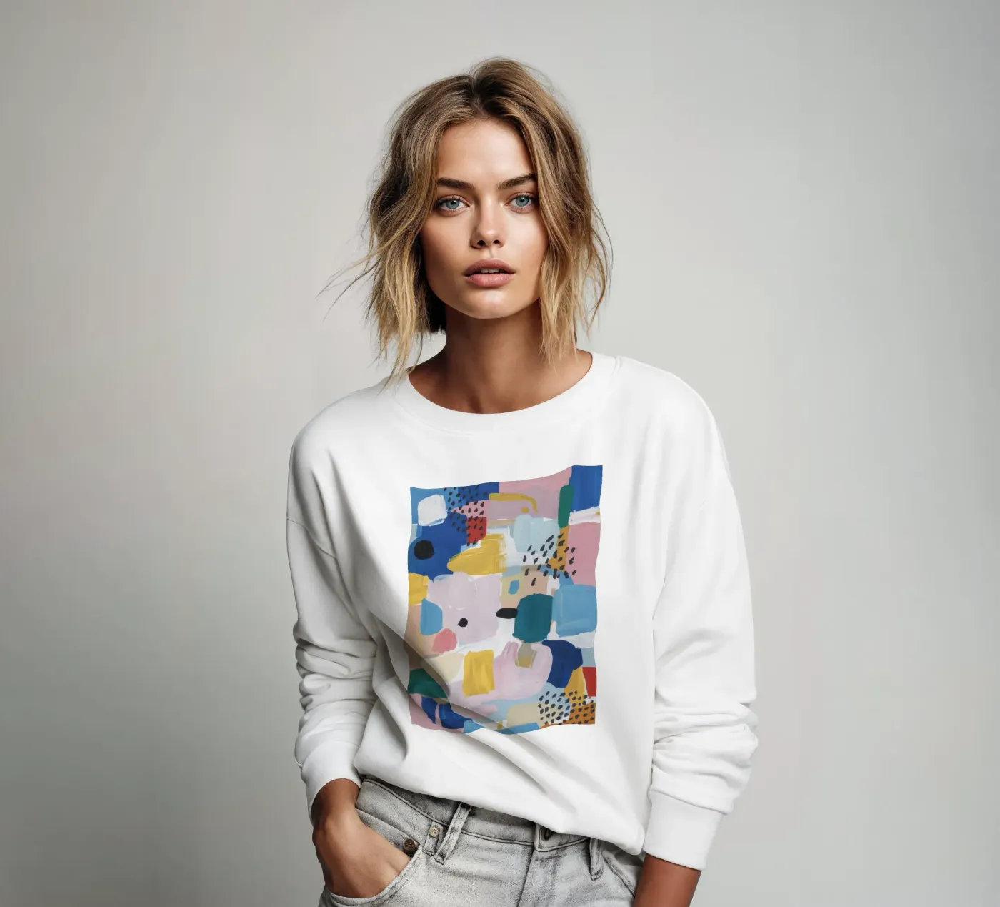 Textured Abstract Patchwork sweatshirt van Solace Light
