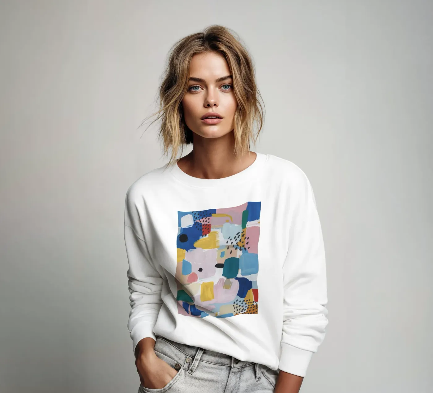 Textured Abstract Patchwork sweatshirt van Solace Light