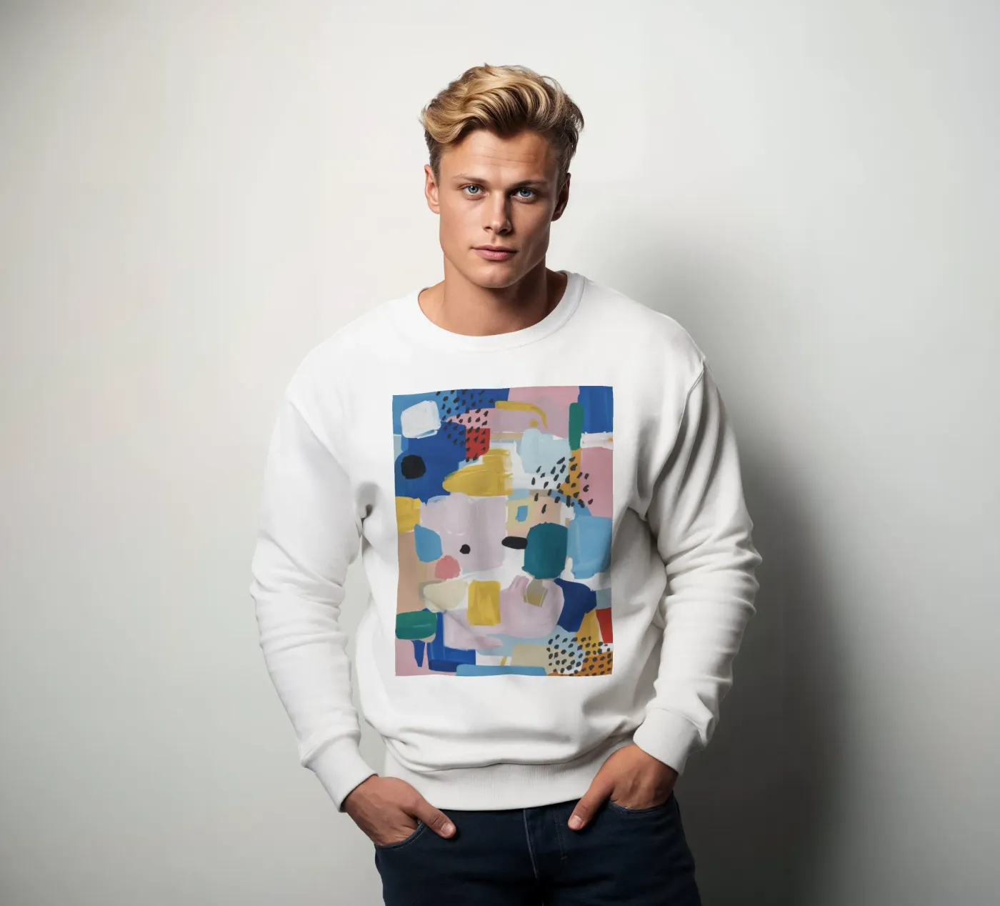 Patchwork abstrait texturé sweat de Solace Light