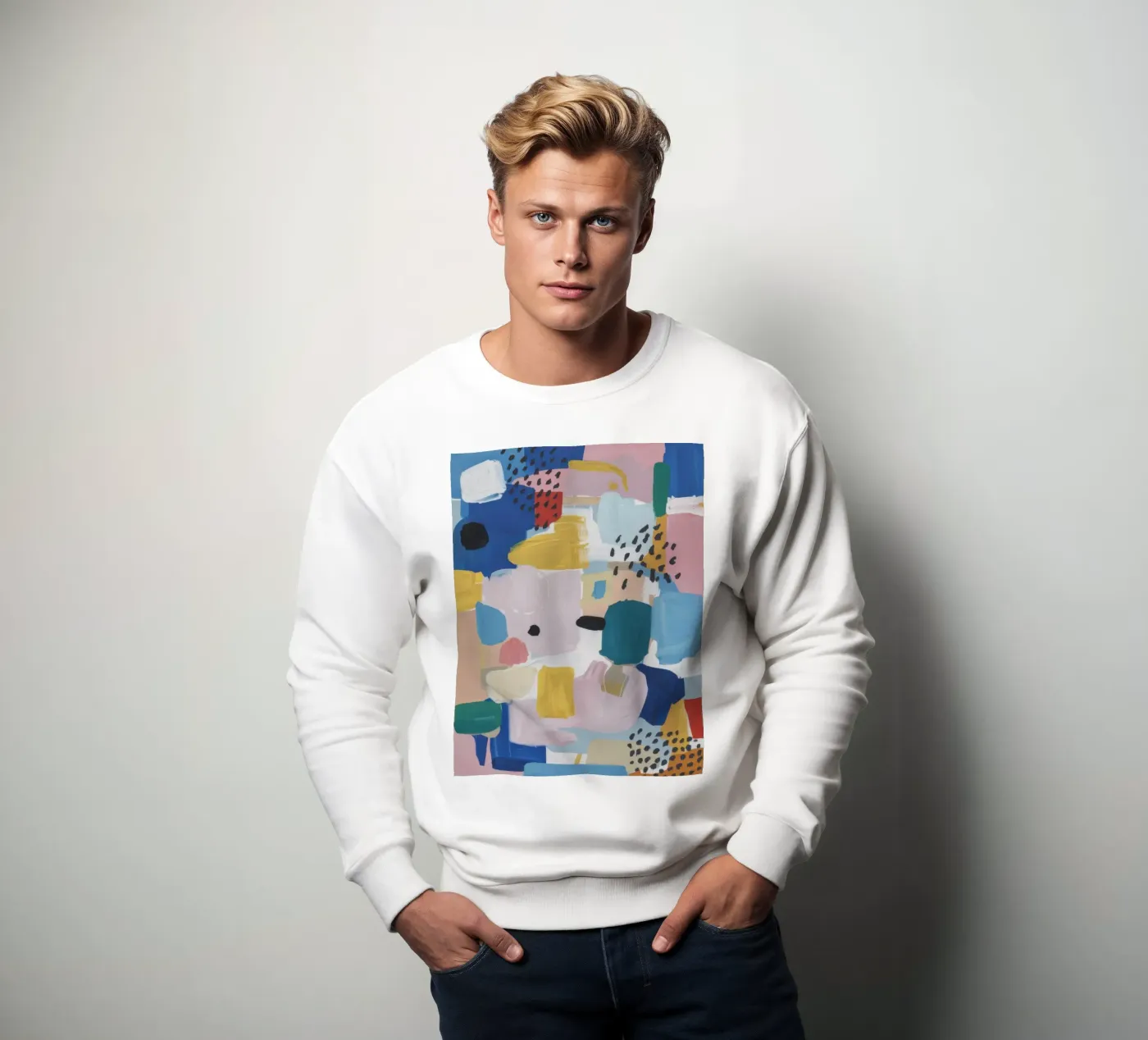 Patchwork abstrait texturé sweat de Solace Light