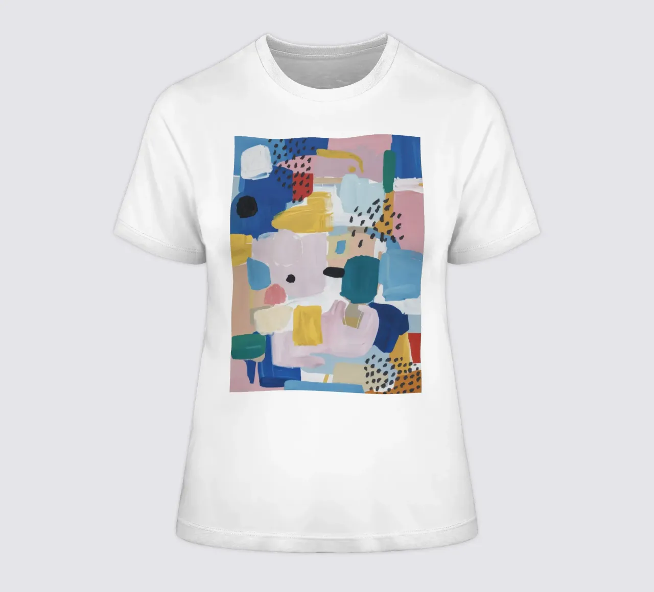 Gestructureerd abstract patchwork dames t-shirt getailleerd van Solace Light