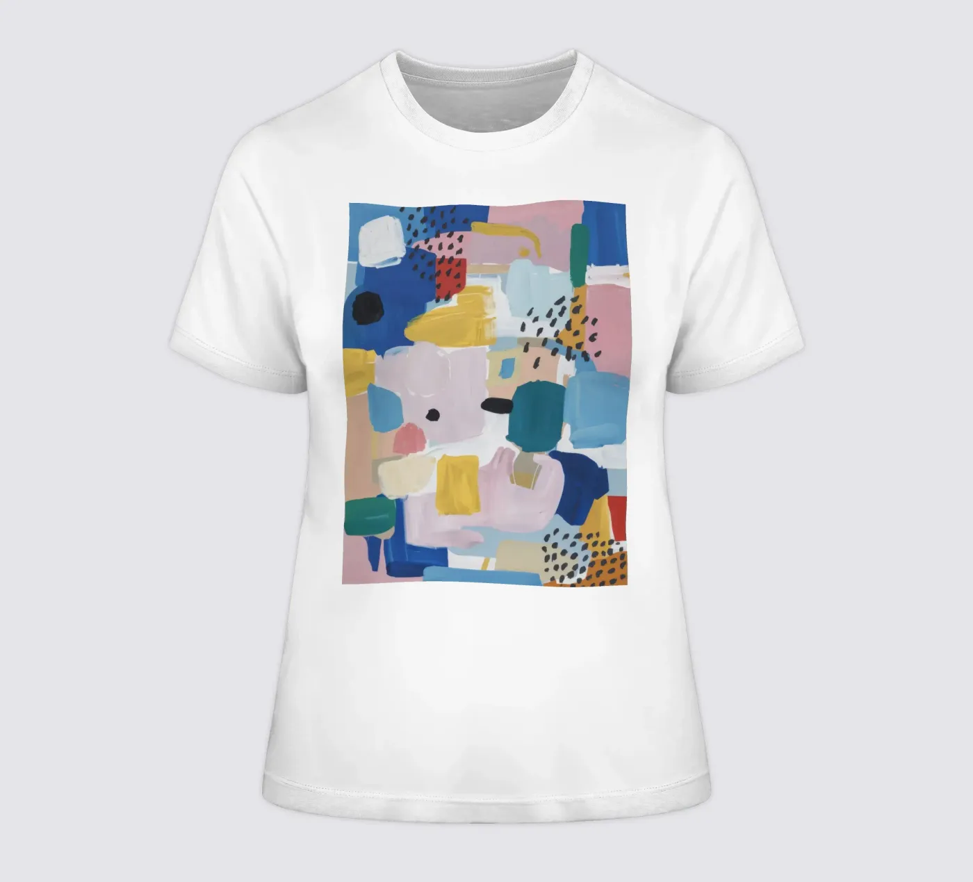 Gestructureerd abstract patchwork dames t-shirt getailleerd van Solace Light