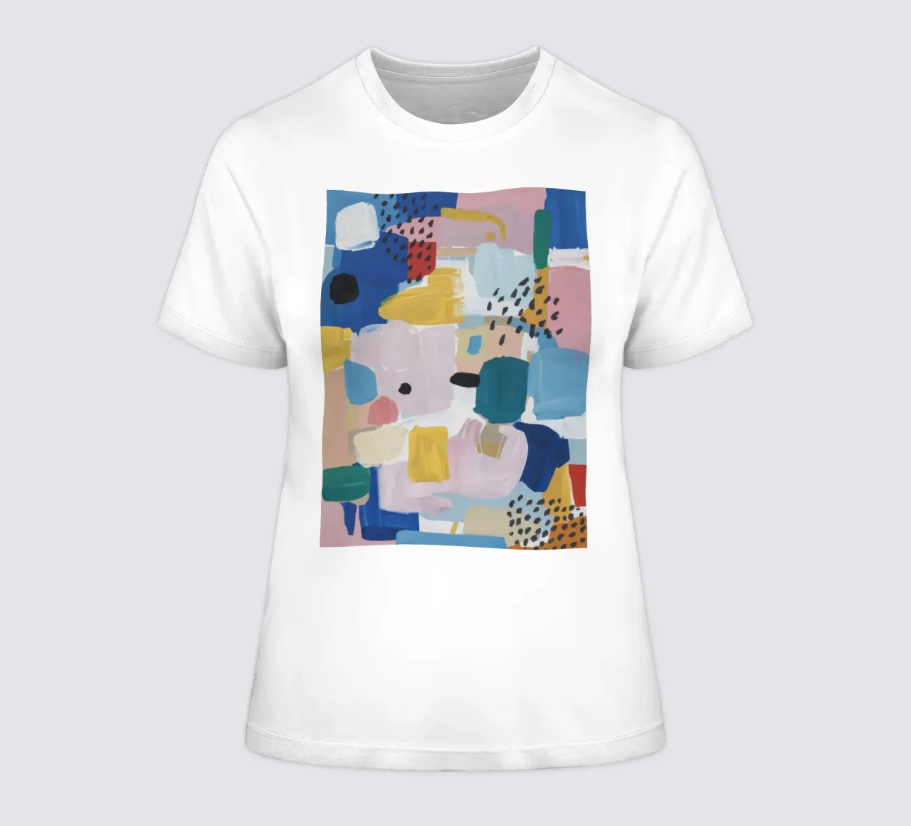 Gestructureerd abstract patchwork dames t-shirt getailleerd van Solace Light