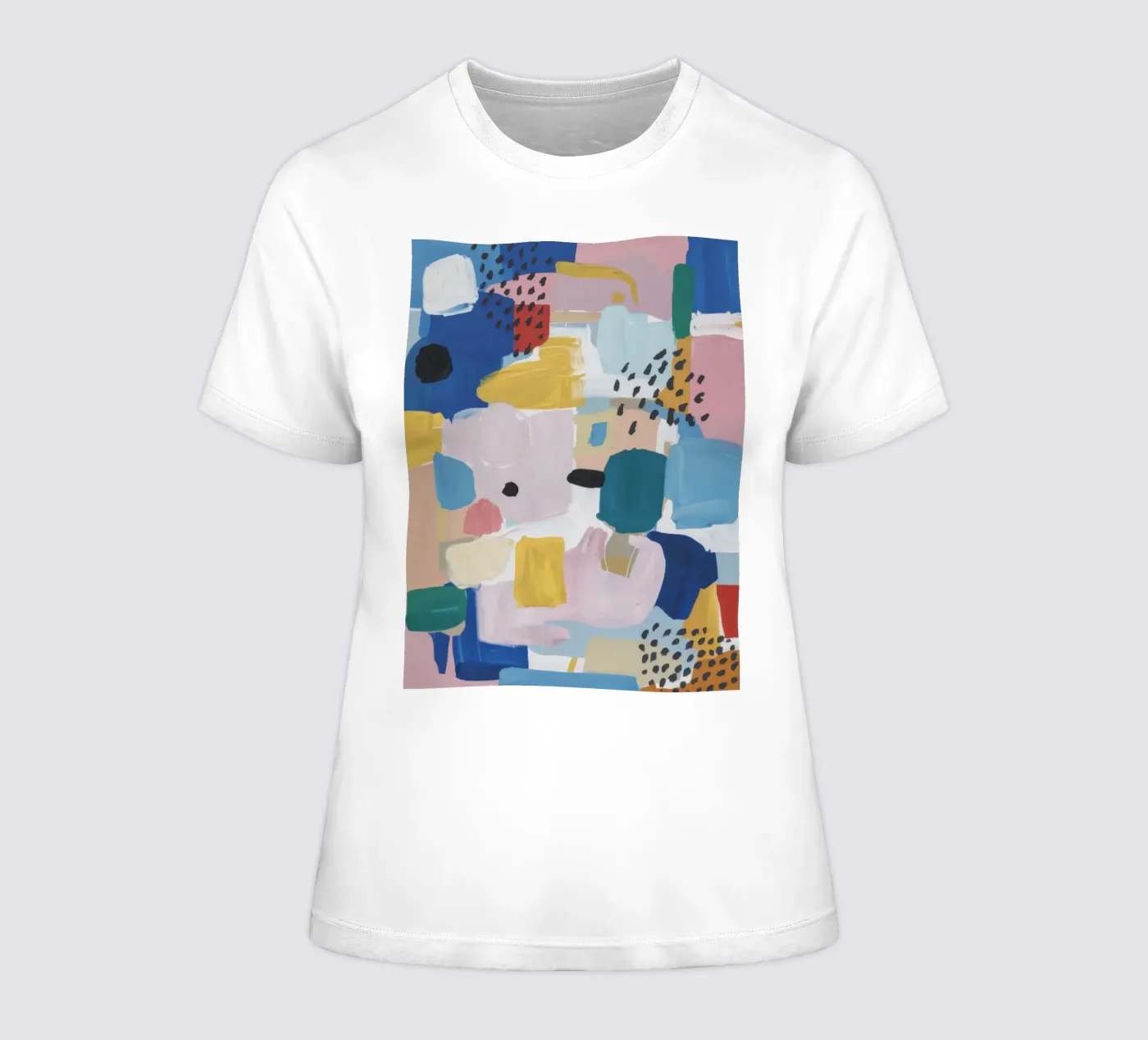 Gestructureerd abstract patchwork dames t-shirt getailleerd van Solace Light