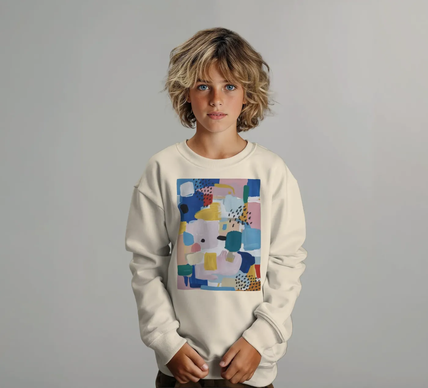 Textured Abstract Patchwork Kinder Sweatshirt von Solace Light
