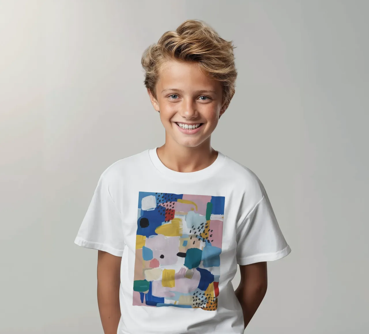 Gestructureerd abstract patchwork kinder t-shirt van Solace Light