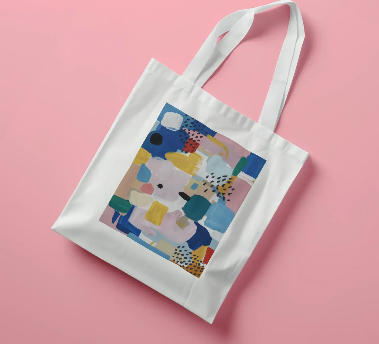 Gestructureerd abstract patchwork jute draagtas van Solace Light