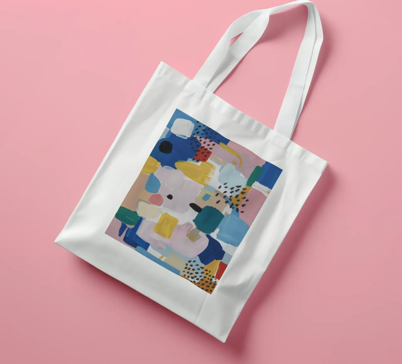 Gestructureerd abstract patchwork jute draagtas van Solace Light