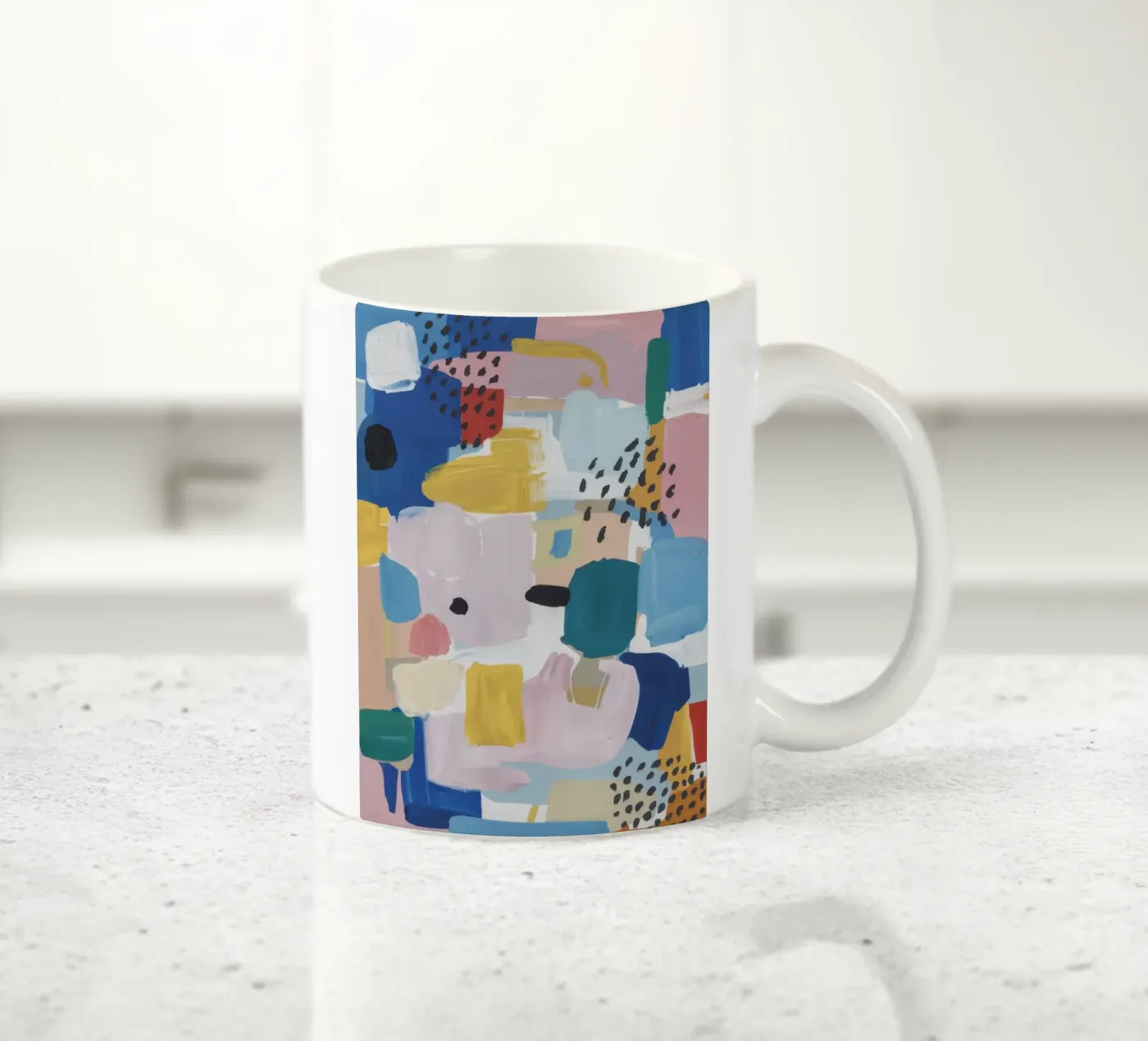 Textured Abstract Patchwork ceramic mug by Solace Light