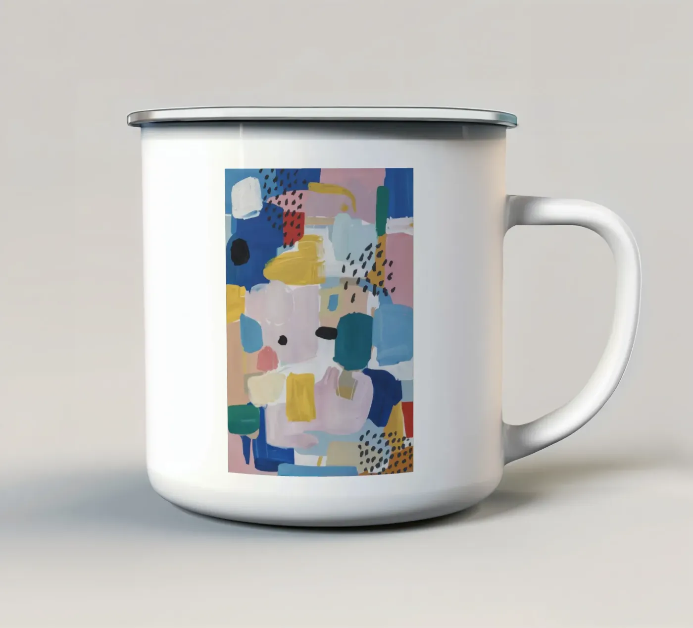 Patchwork abstrait texturé mug en émail de Solace Light