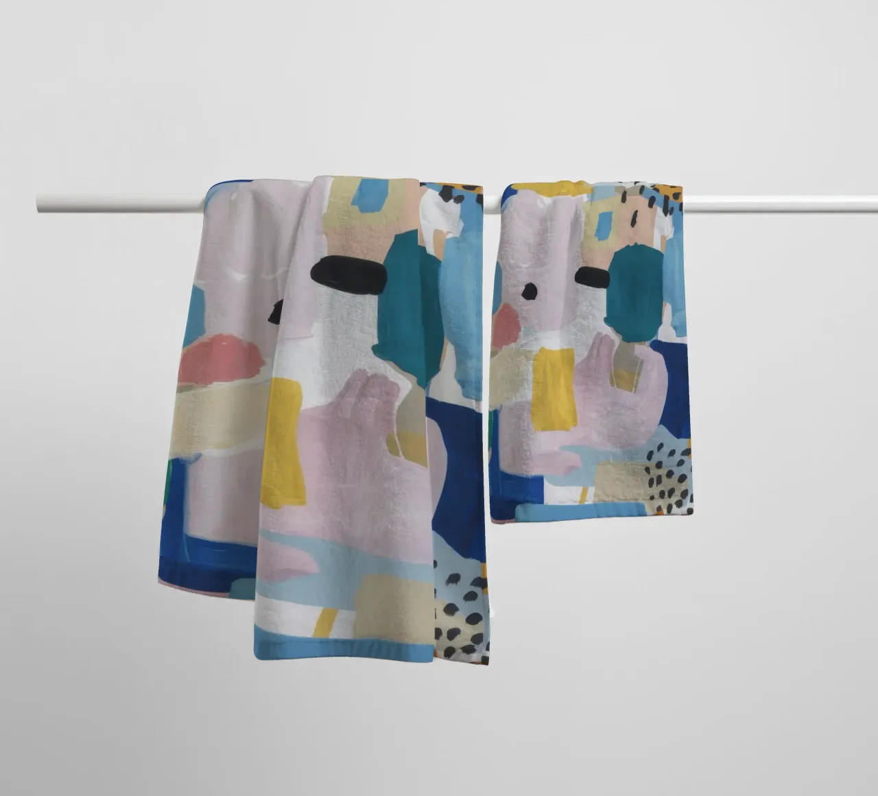 Gestructureerd abstract patchwork badhanddoek van Solace Light