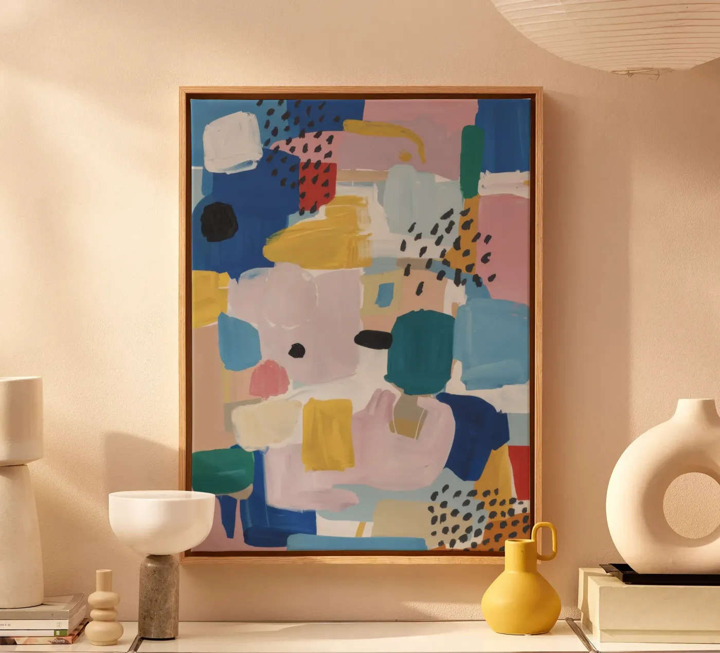 Gestructureerd abstract patchwork canvas van Solace Light