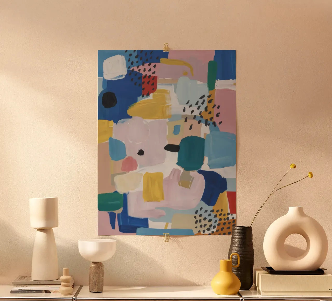 Gestructureerd abstract patchwork poster van Solace Light