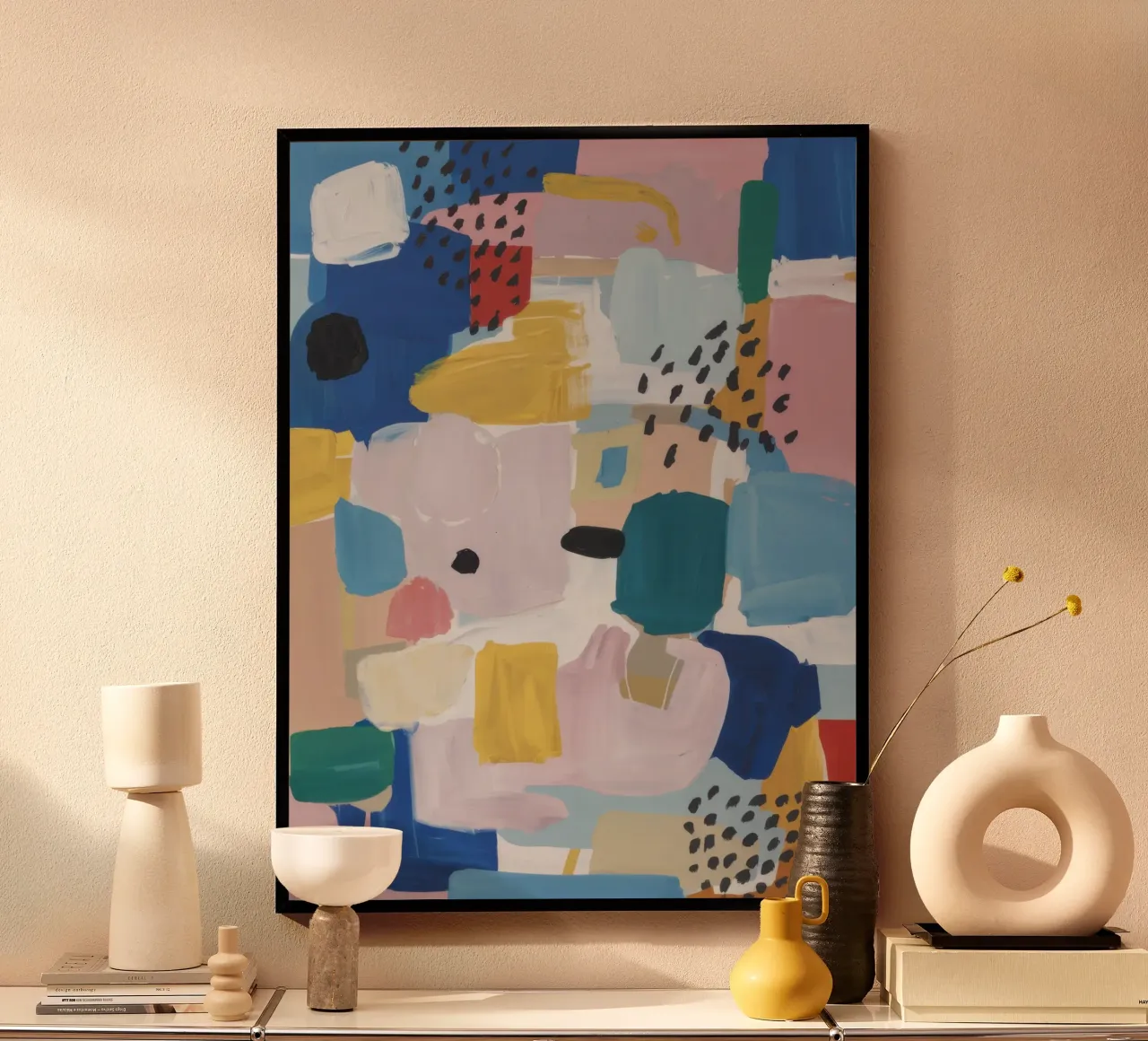 Gestructureerd abstract patchwork poster van Solace Light
