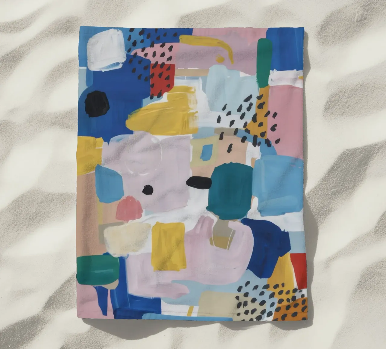 Gestructureerd abstract patchwork strandhanddoek van Solace Light