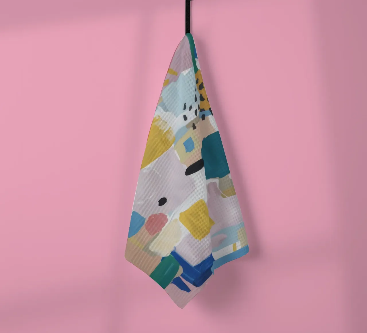 Gestructureerd abstract patchwork theedoek van Solace Light