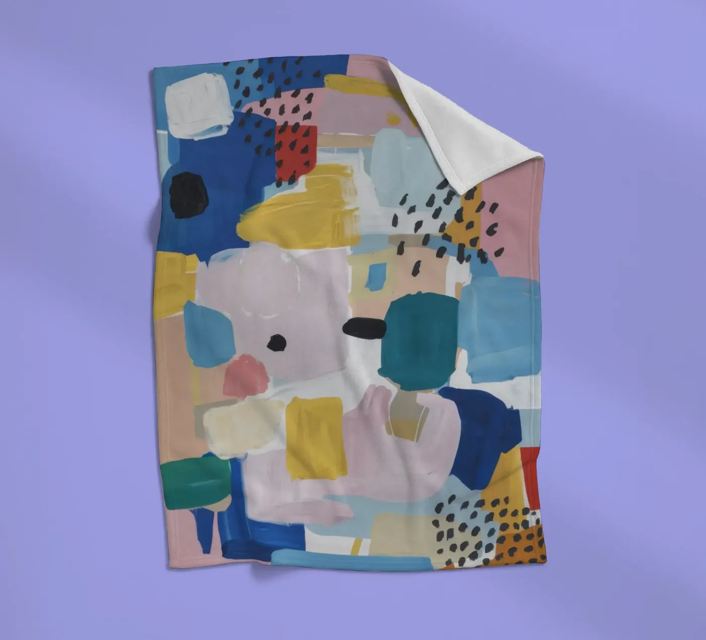 Abstraktes Patchwork mit Struktur Fleecedecke von Solace Light