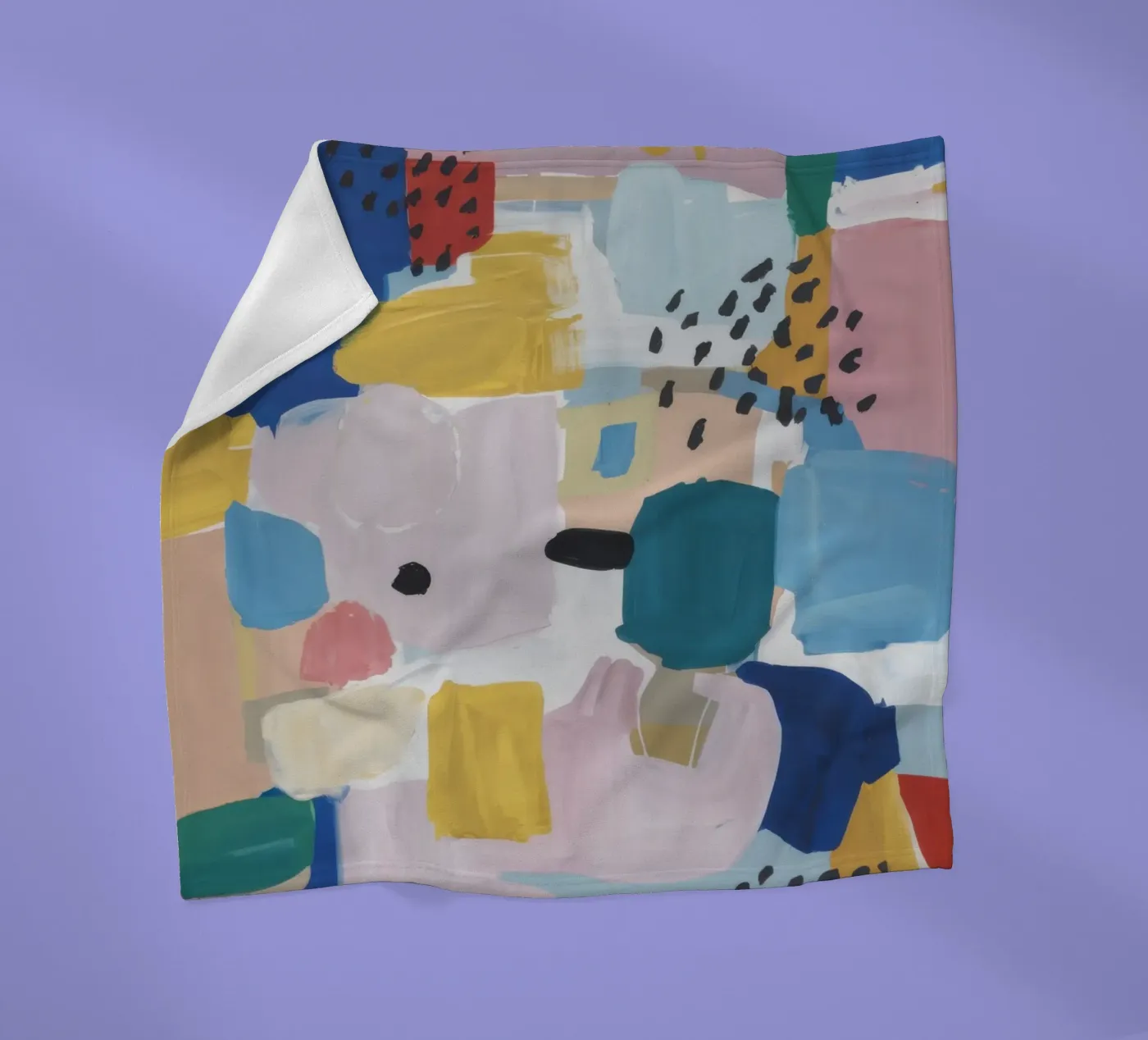 Abstraktes Patchwork mit Struktur Fleecedecke von Solace Light