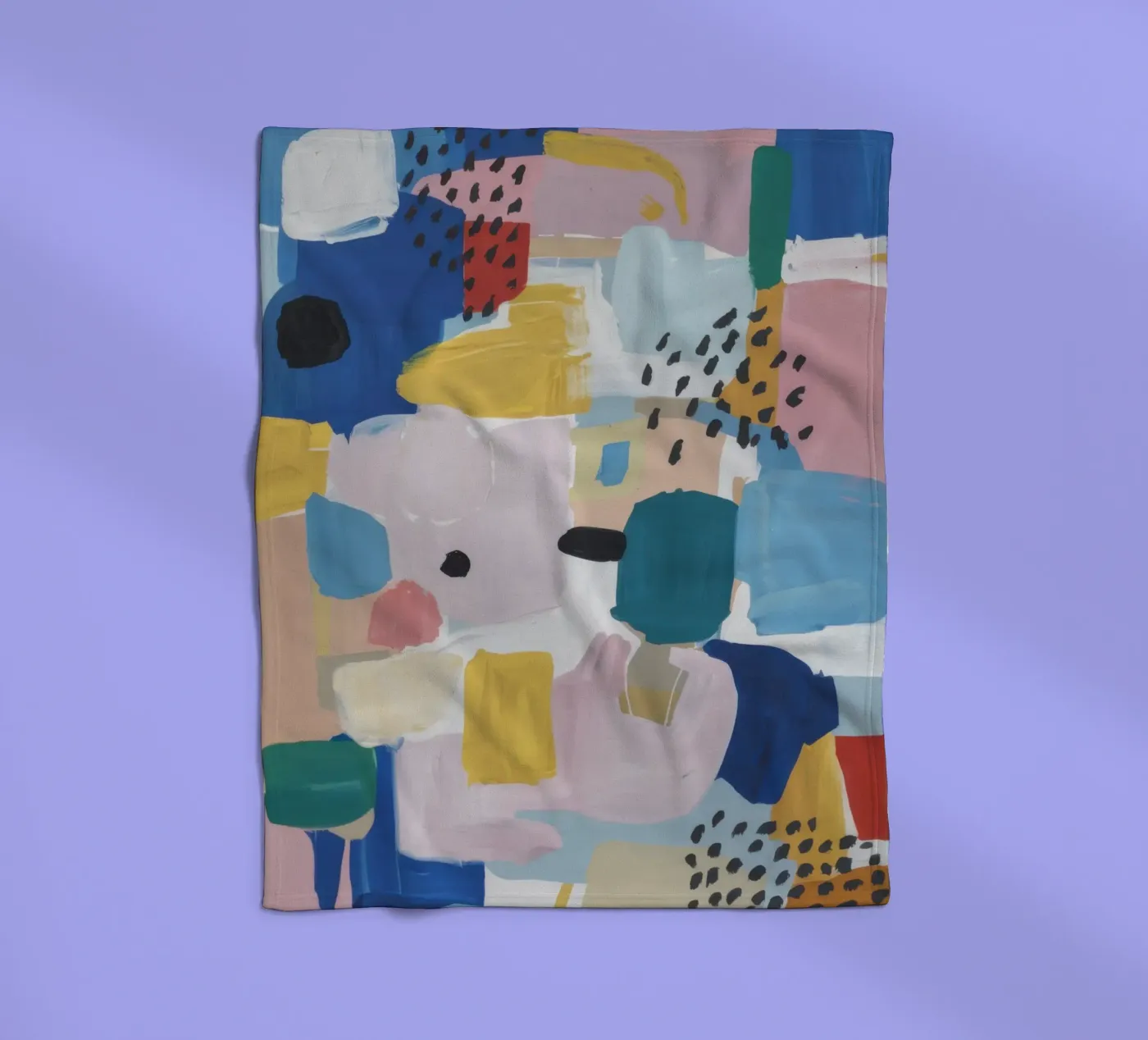 Abstraktes Patchwork mit Struktur Fleecedecke von Solace Light