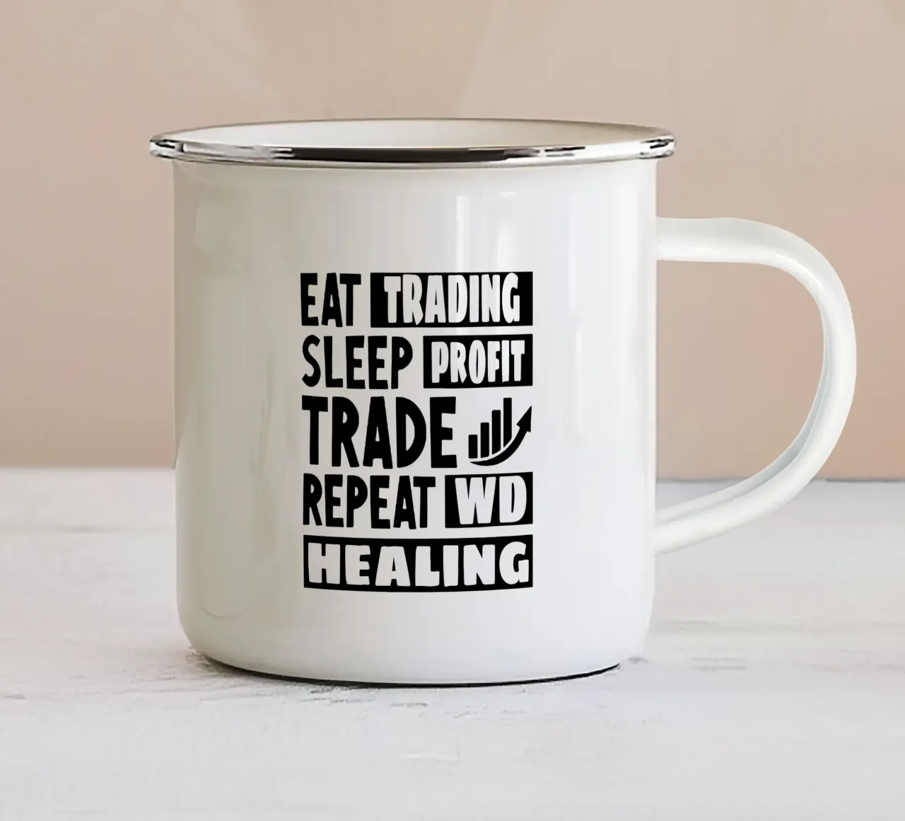 Mangiare Trading Dormire Profitto tazza in smalto da Gunawan Rb