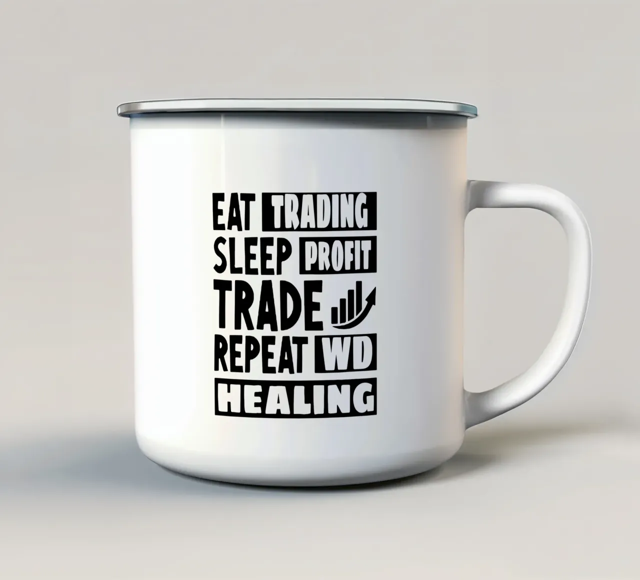 Mangiare Trading Dormire Profitto tazza in smalto da Gunawan Rb