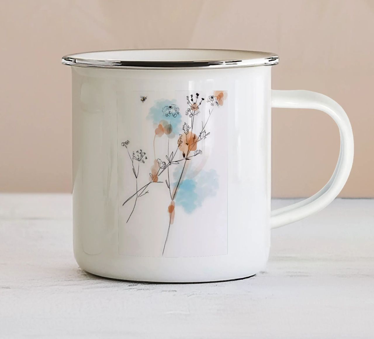 Sommerwiese Emaille Tasse von SaraRosenbaum