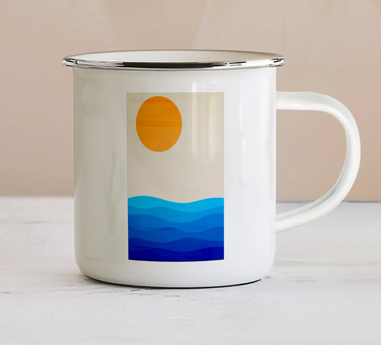 minimalist ocean landscape tazza in smalto da edsonramosart