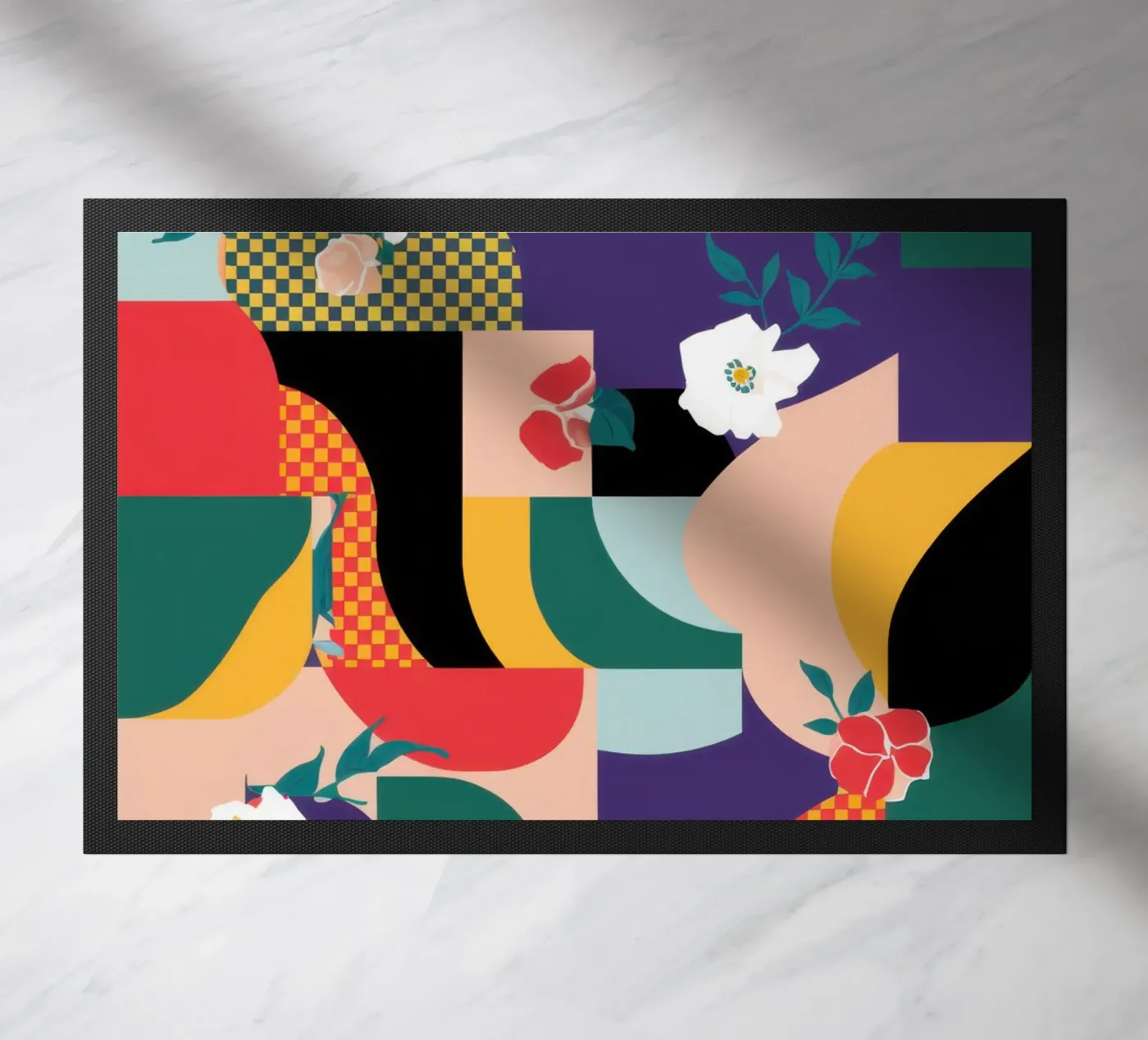 Chaotic Shape Parade doormat by Sun Riser