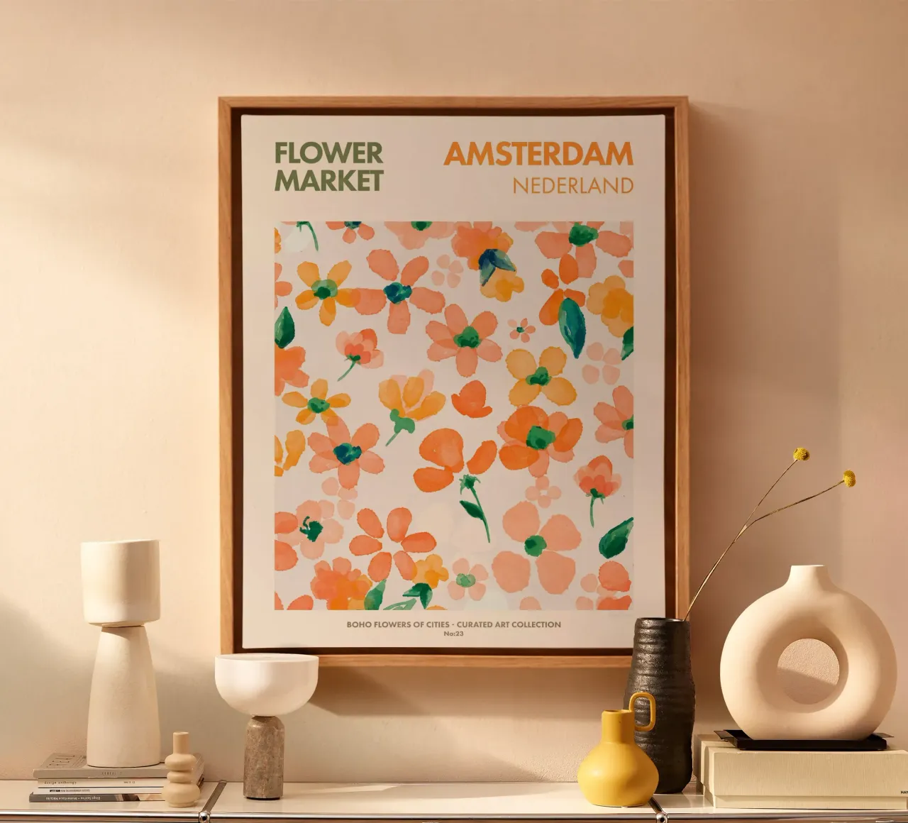 Amsterdam-Mercato dei fiori tela con Cornice a cassetta da Emel Tunaboylu