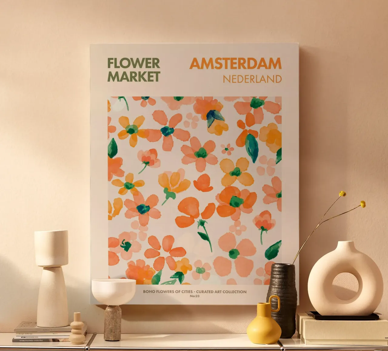 Amsterdam-Mercato dei fiori tela con Cornice a cassetta da Emel Tunaboylu