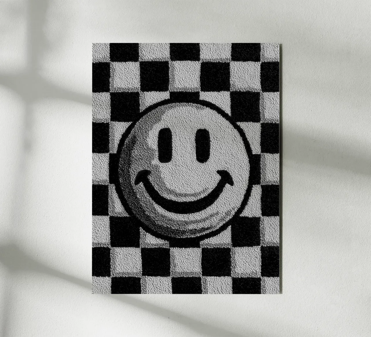 Smiley in the chessboard Alu-Dibond von Carinaprint